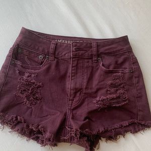 American Eagle Plum Purple Distressed Jean Shorts
